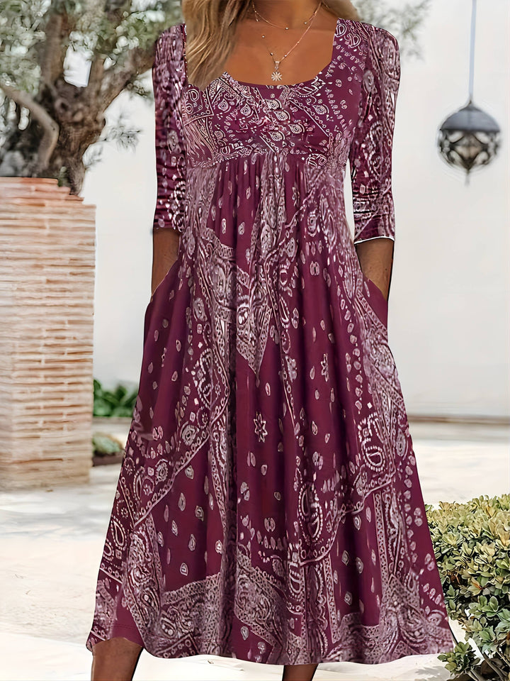 ELOWEN | Langes Ärmeliges Casual-Midi-Kleid