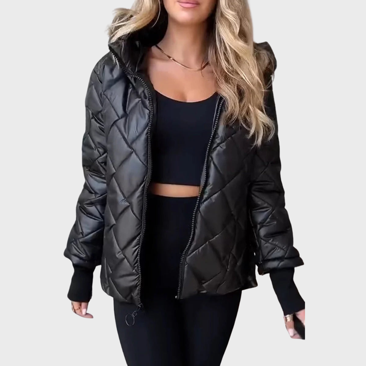 Elisa | Steppjacke mit Kapuze und Rippbündchen