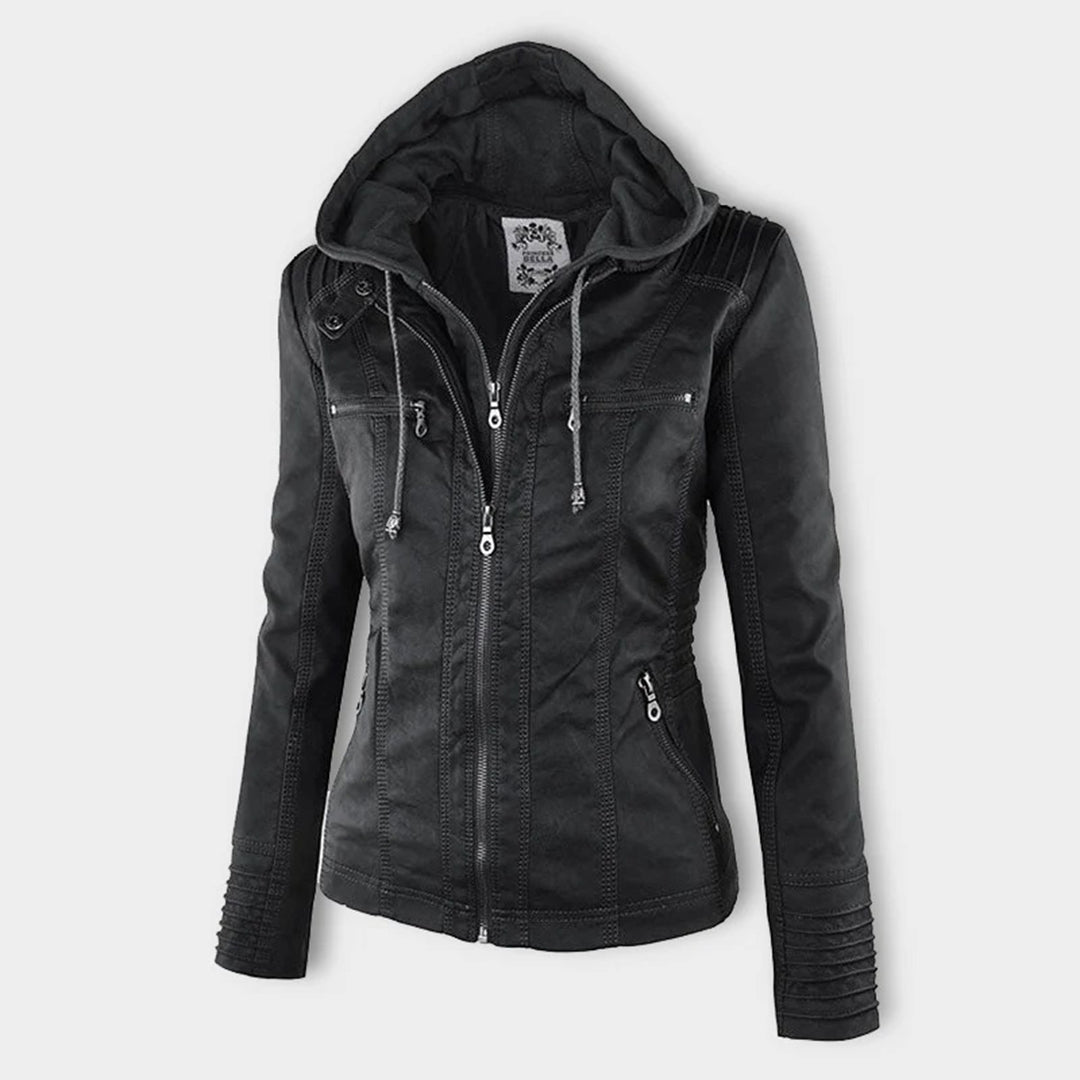 Giulia | Bikerjacke im Lederlook mit Kapuze