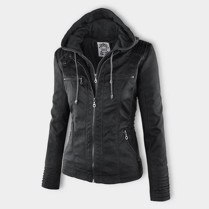 Giulia | Bikerjacke im Lederlook mit Kapuze