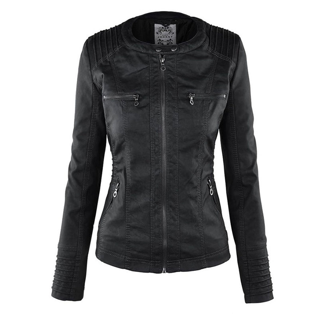 Giulia | Bikerjacke im Lederlook mit Kapuze