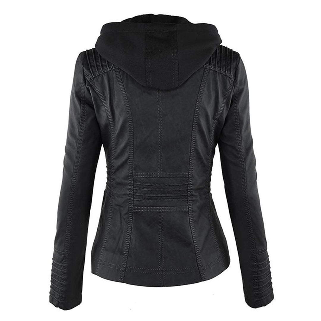 Giulia | Bikerjacke im Lederlook mit Kapuze
