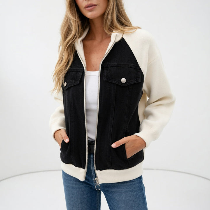 Ilaria | Denim- und Strickjacke mit Reißverschluss