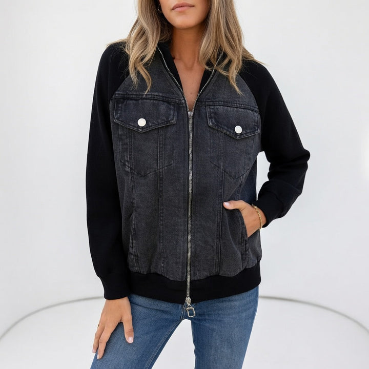 Ilaria | Denim- und Strickjacke mit Reißverschluss