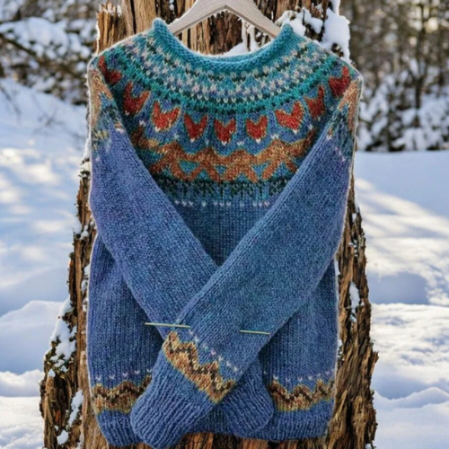 Benedetta | Merinowollpullover mit nordischem Muster auf den Schultern