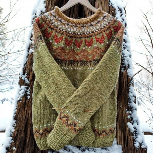 Benedetta | Merinowollpullover mit nordischem Muster auf den Schultern