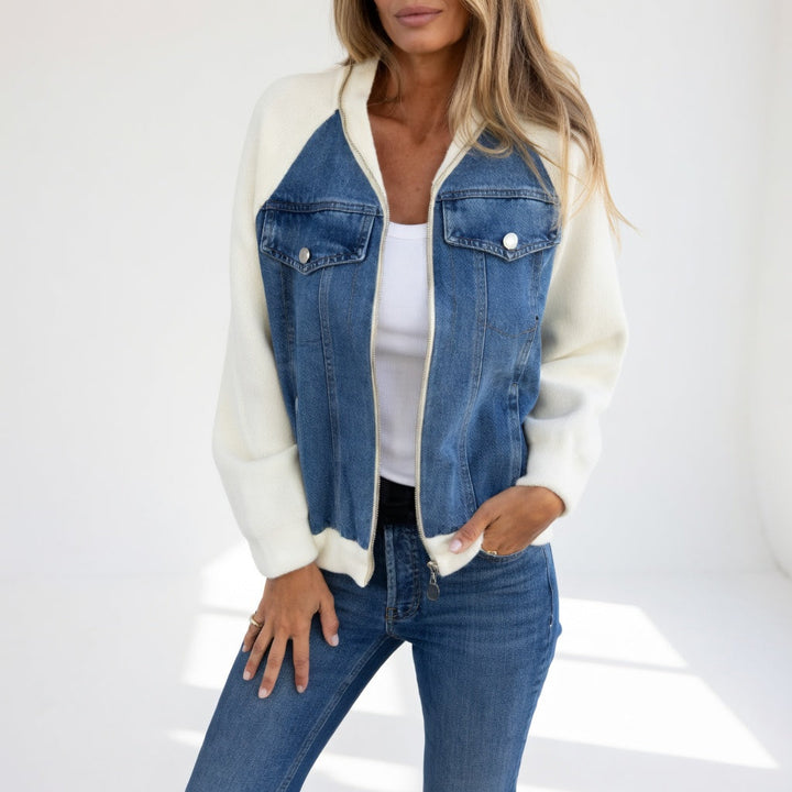 Ilaria | Denim- und Strickjacke mit Reißverschluss