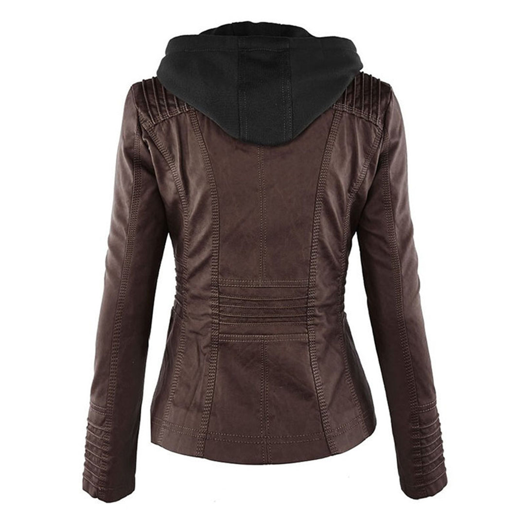 Giulia | Bikerjacke im Lederlook mit Kapuze
