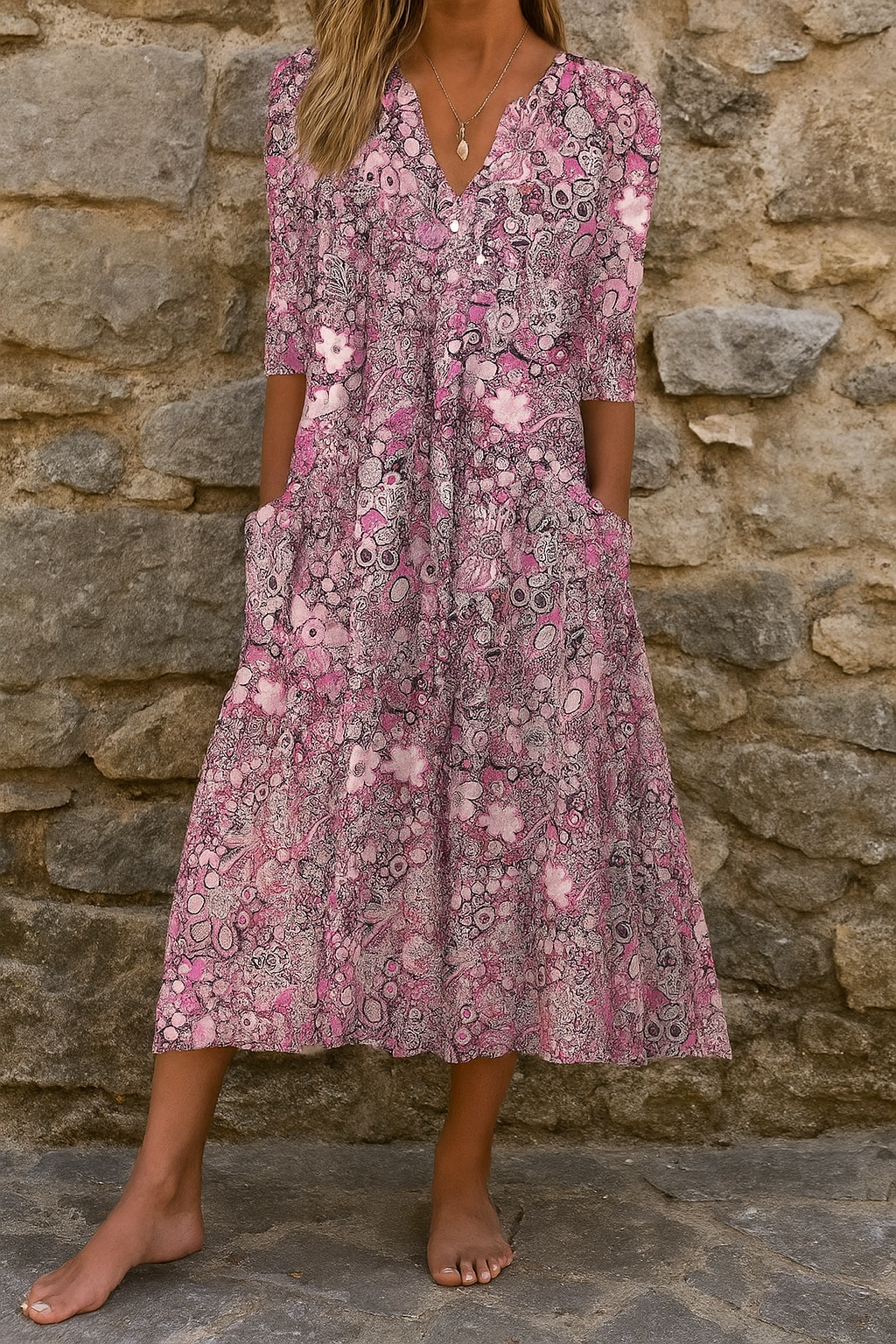 Harlow | Elegantes V-Ausschnitt Kleid