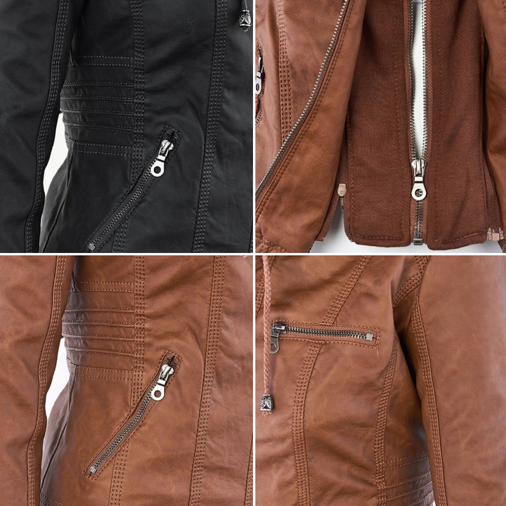 Giulia | Bikerjacke im Lederlook mit Kapuze
