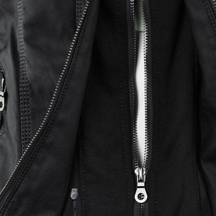 Giulia | Bikerjacke im Lederlook mit Kapuze