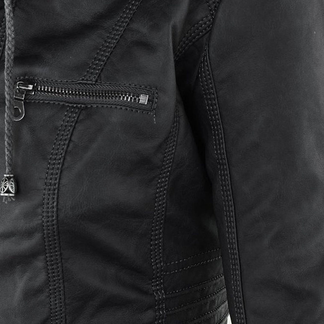 Giulia | Bikerjacke im Lederlook mit Kapuze