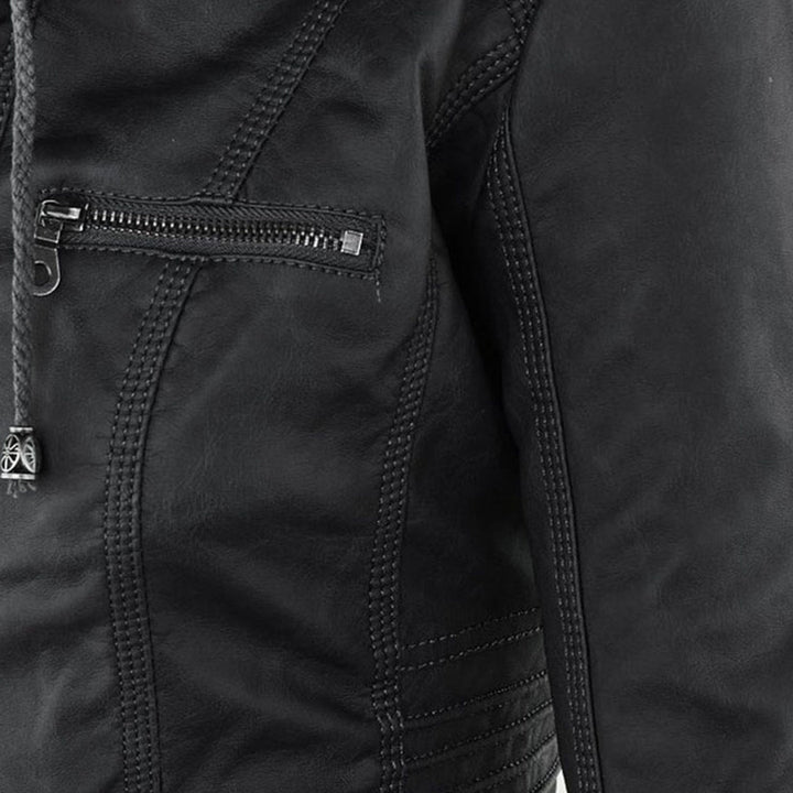 Giulia | Bikerjacke im Lederlook mit Kapuze