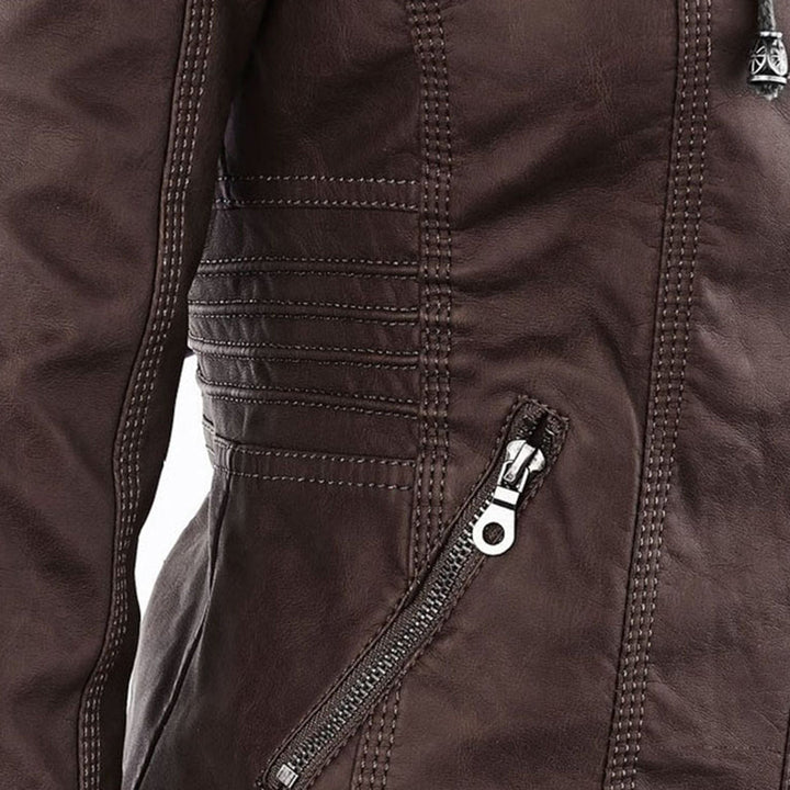 Giulia | Bikerjacke im Lederlook mit Kapuze
