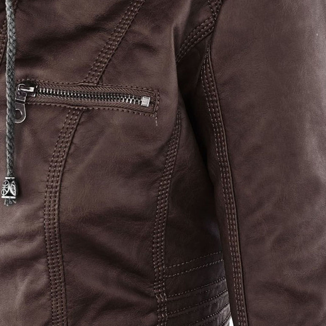 Giulia | Bikerjacke im Lederlook mit Kapuze