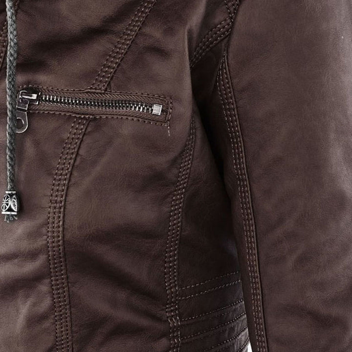 Giulia | Bikerjacke im Lederlook mit Kapuze