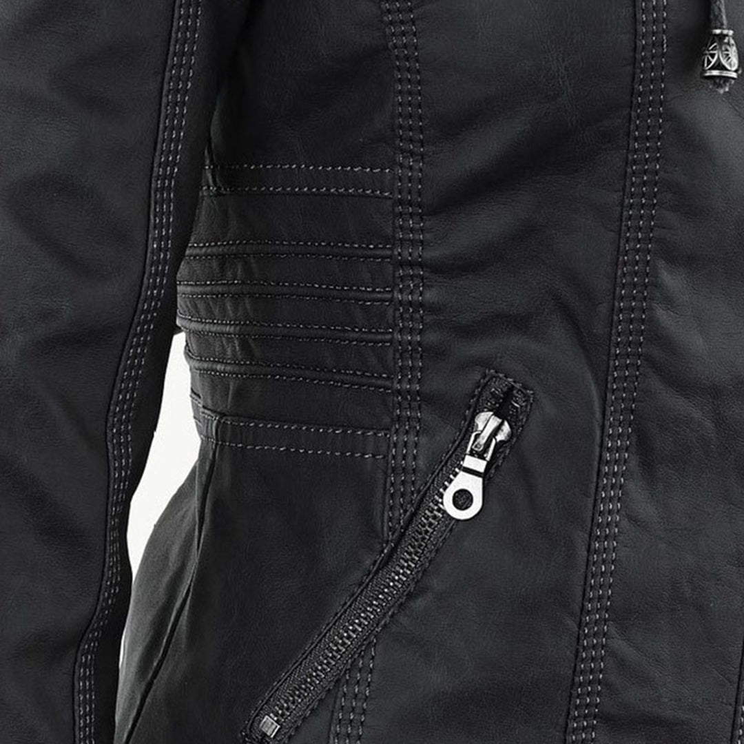 Giulia | Bikerjacke im Lederlook mit Kapuze