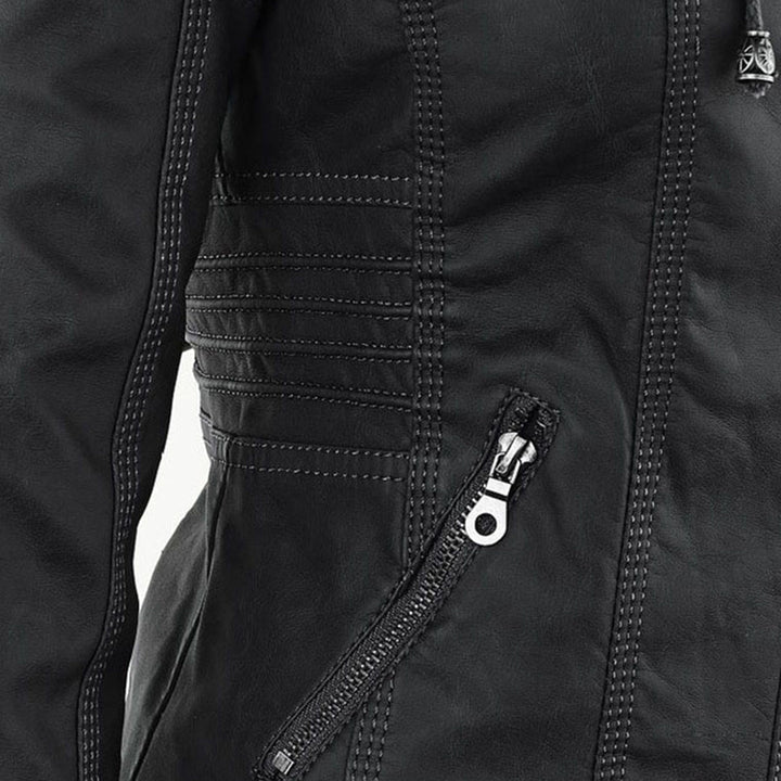 Giulia | Bikerjacke im Lederlook mit Kapuze
