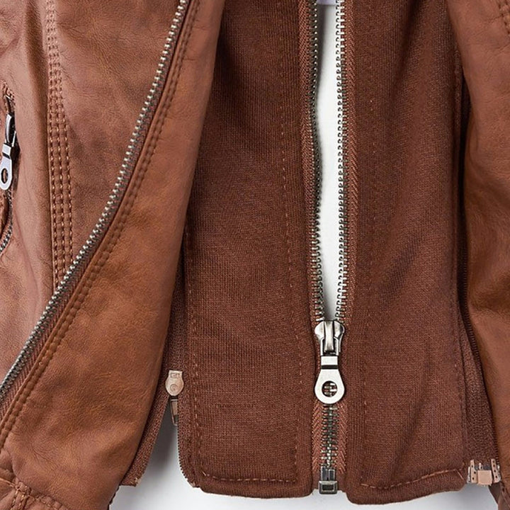 Giulia | Bikerjacke im Lederlook mit Kapuze
