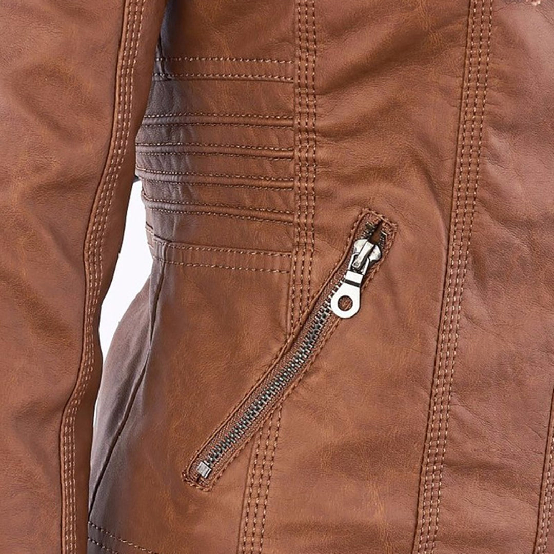 Giulia | Bikerjacke im Lederlook mit Kapuze