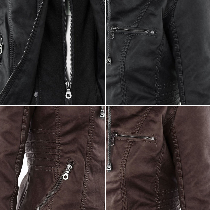 Giulia | Bikerjacke im Lederlook mit Kapuze