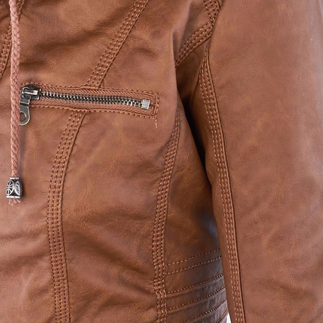Giulia | Bikerjacke im Lederlook mit Kapuze