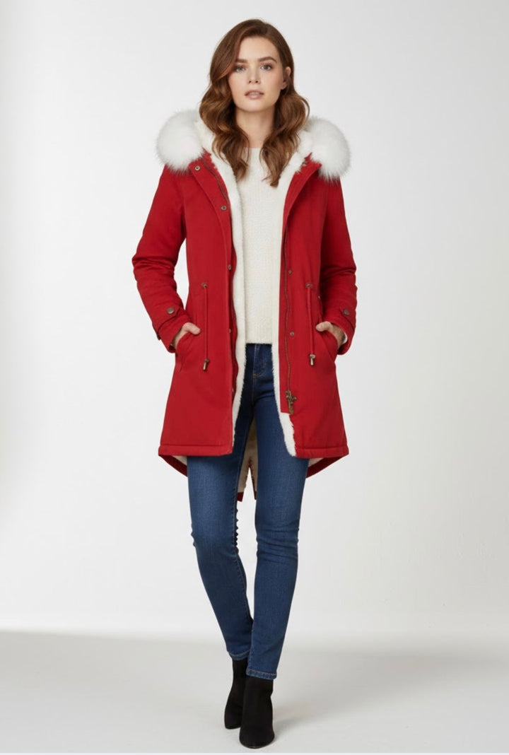 Beatrice | Langer Parka mit Kapuze aus Kunstfell