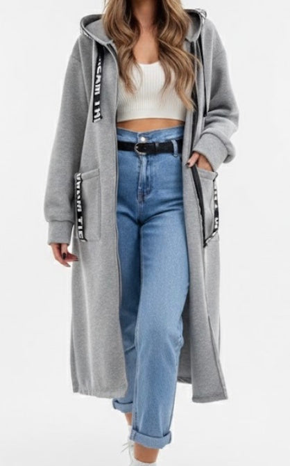 Rita | Lange Sweatjacke mit Kapuze und Taschen