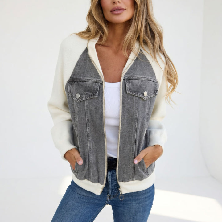 Ilaria | Denim- und Strickjacke mit Reißverschluss