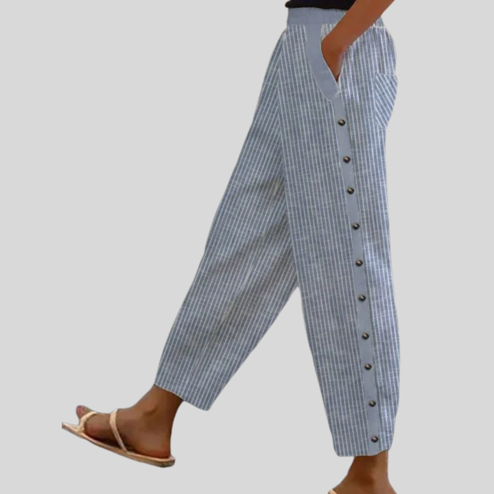 Linaya - Gestreifte Hose mit Knopfdetails