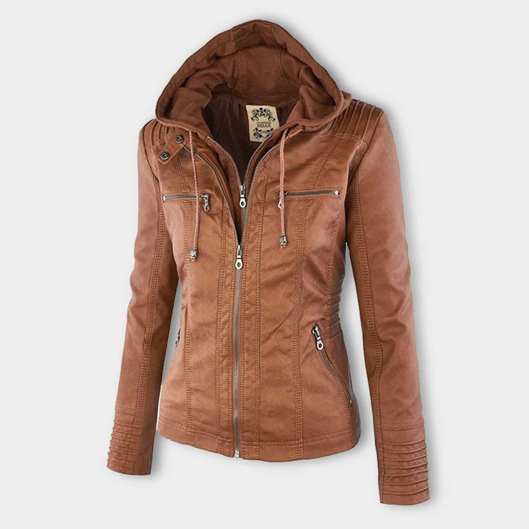 Giulia | Bikerjacke im Lederlook mit Kapuze