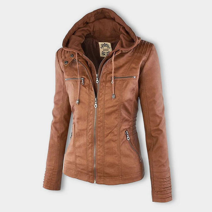 Giulia | Bikerjacke im Lederlook mit Kapuze