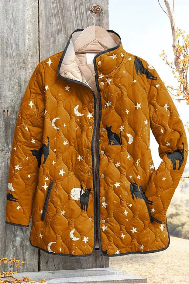 Selina – Gemusterte Steppjacke mit Stehkragen