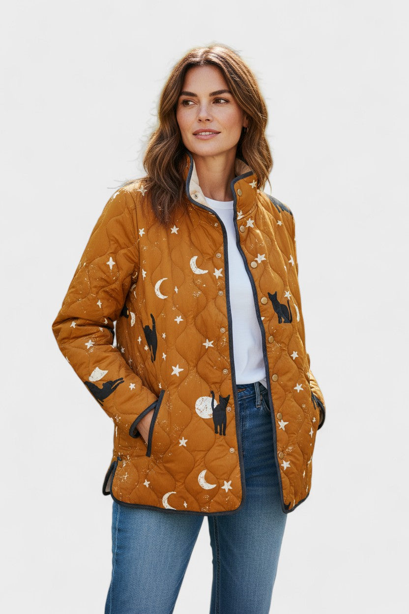Selina – Gemusterte Steppjacke mit Stehkragen
