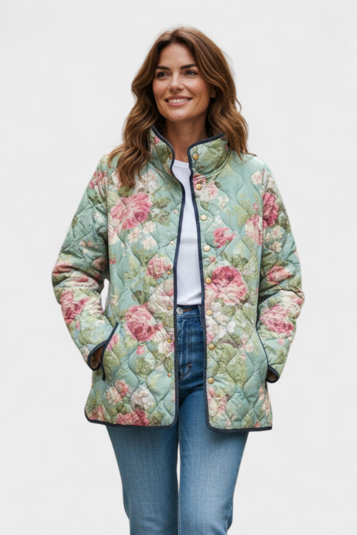 Rosalie – Leichtsteppjacke mit Allover-Blütenmuster
