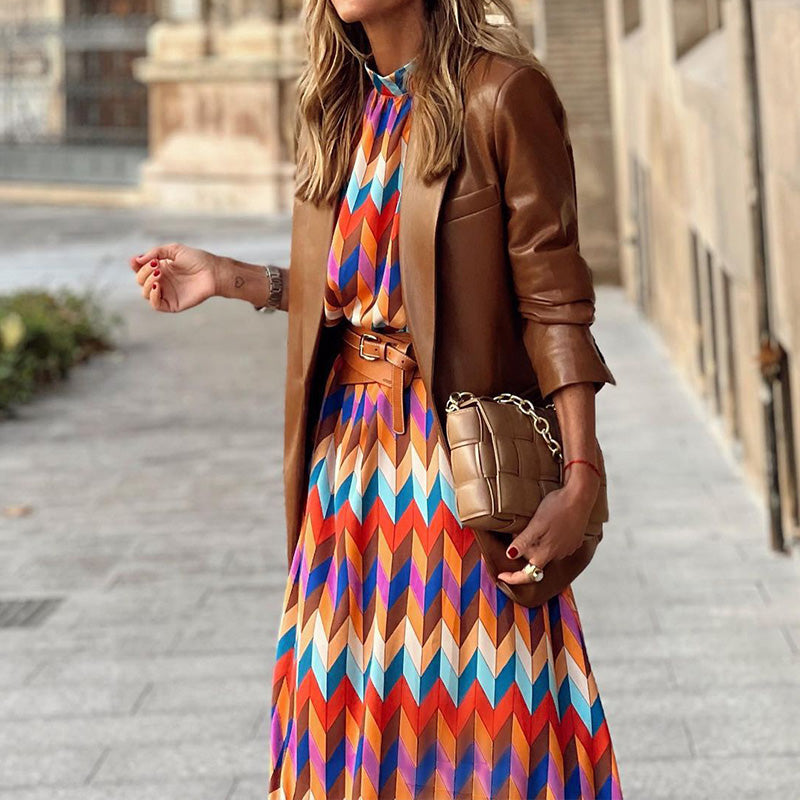 Cassandra - Lebhaftes Geometrisches Kleid