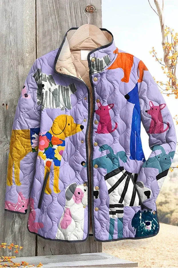 Selina – Steppjacke mit verspieltem Hunde-Motiv