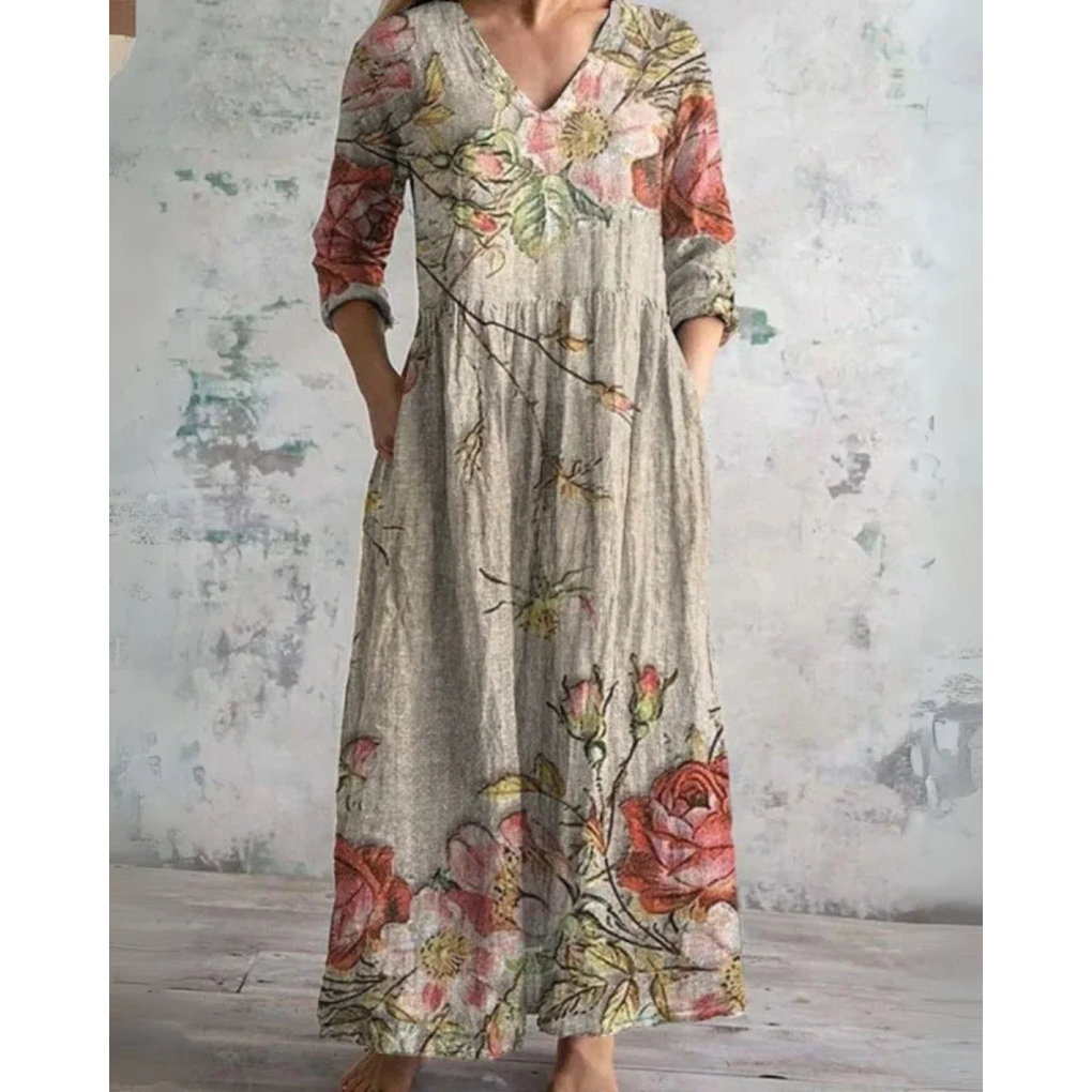 ELEANOR | Vintage Maxi Dress with Floral Print