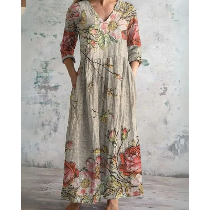ELEANOR | Vintage Maxi Dress with Floral Print
