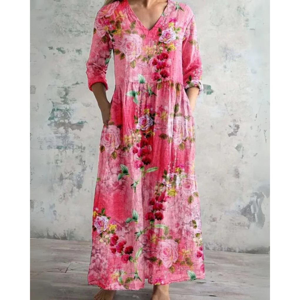 ELEANOR | Vintage Maxi Dress with Floral Print