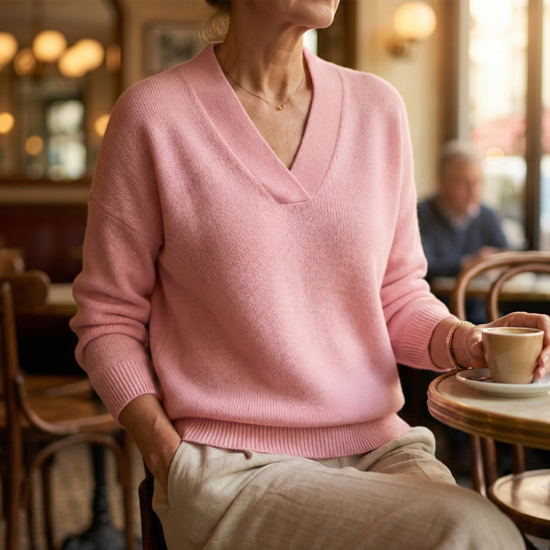 Faye | Bequemer V-Ausschnitt Pullover in lockerer Passform