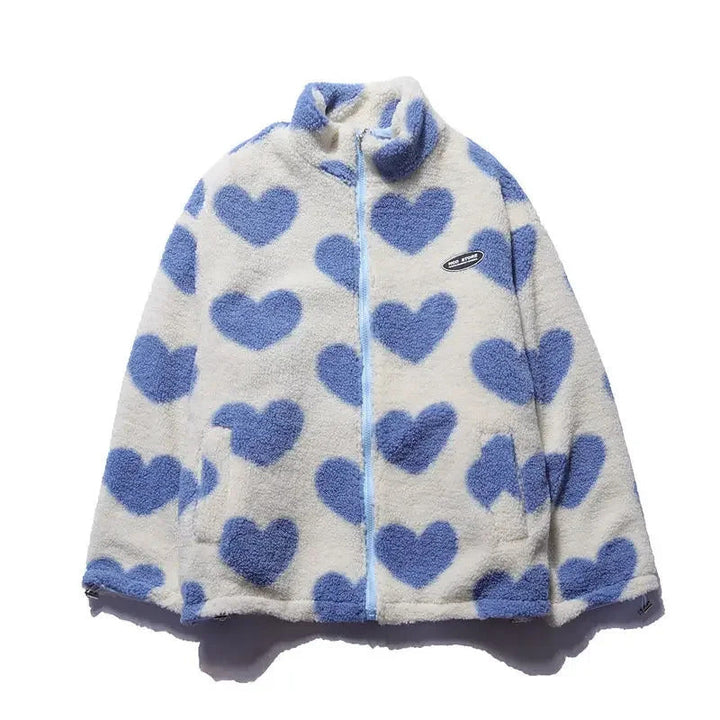 Ottavia | Wendbare Teddyjacke mit Herzmuster