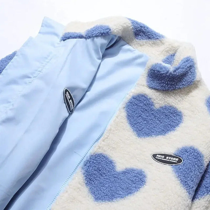 Ottavia | Wendbare Teddyjacke mit Herzmuster