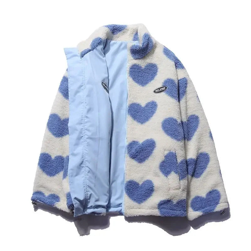 Ottavia | Wendbare Teddyjacke mit Herzmuster