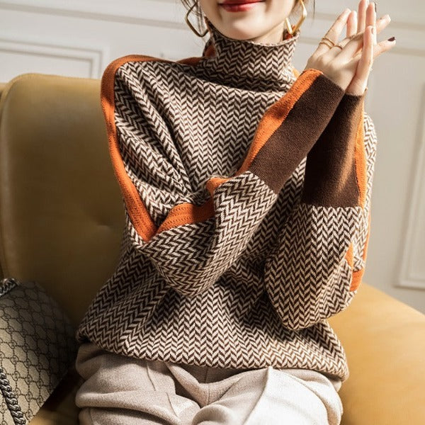Eleanor | Luxe Herringbone High Collar
