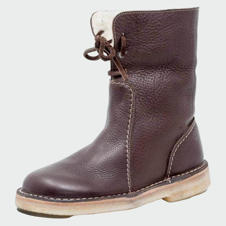 Wasserdichte Herrenlederstiefel mit warmem Wollfutter