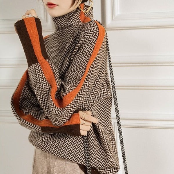 Eleanor | Luxe Herringbone High Collar