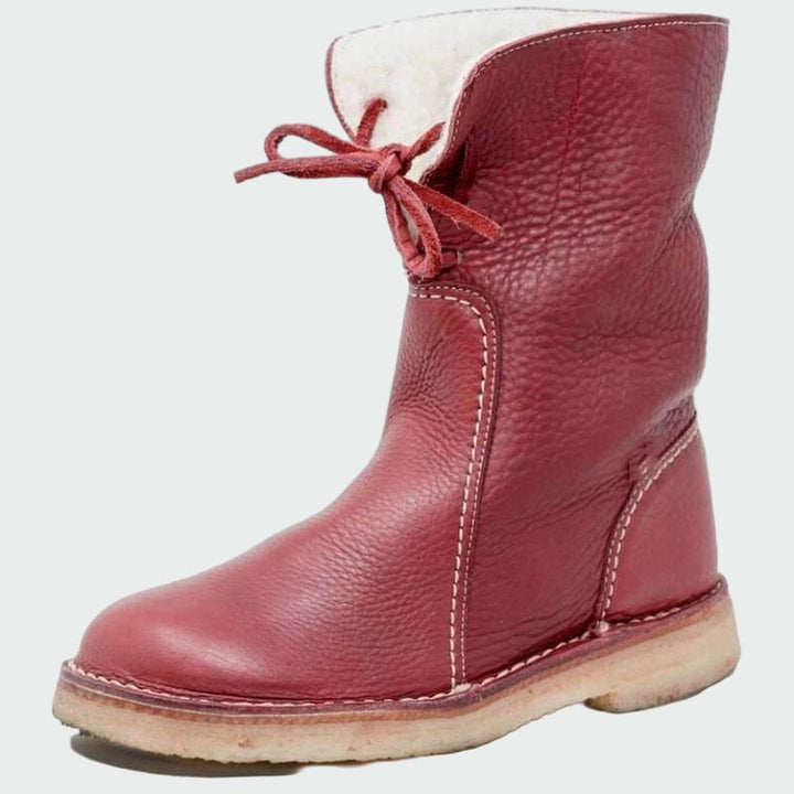Wasserdichte Herrenlederstiefel mit warmem Wollfutter