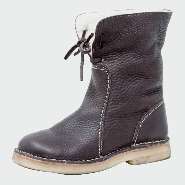 Wasserdichte Herrenlederstiefel mit warmem Wollfutter