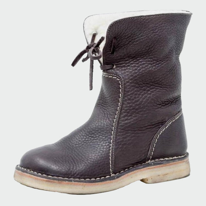 Wasserdichte Herrenlederstiefel mit warmem Wollfutter